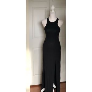 Black double slited dress